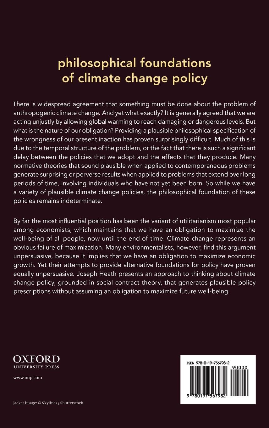 Rückseitencover Philosophical Foundations of Climate Change Policy