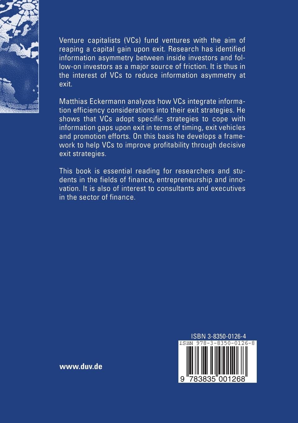 Rückseitencover Venture Capitalists' Exit Strategies under Information Asymmetry