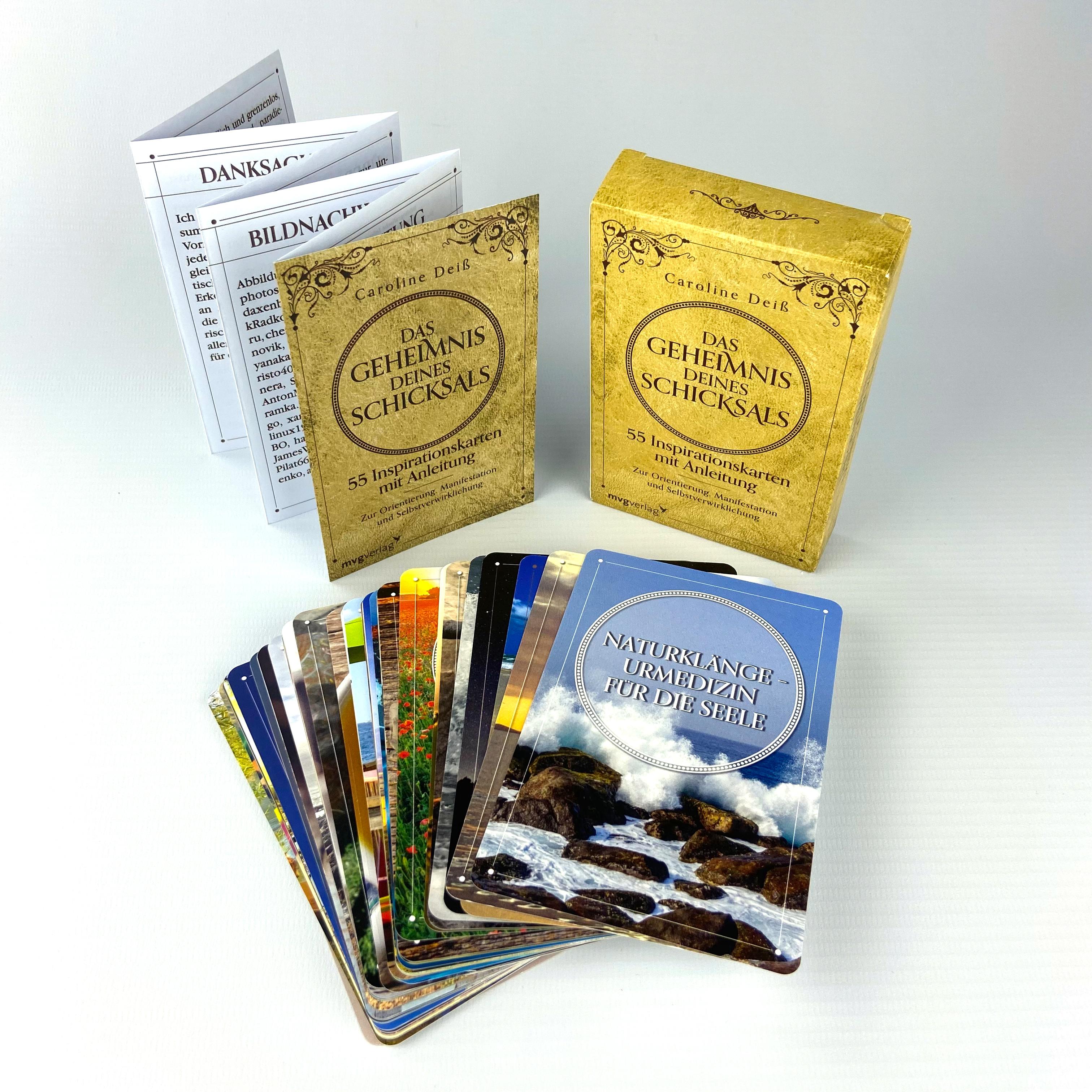 Beispielinhalt (Bild) Das Geheimnis deines Schicksals  55 Inspirationskarten mit Anleitung