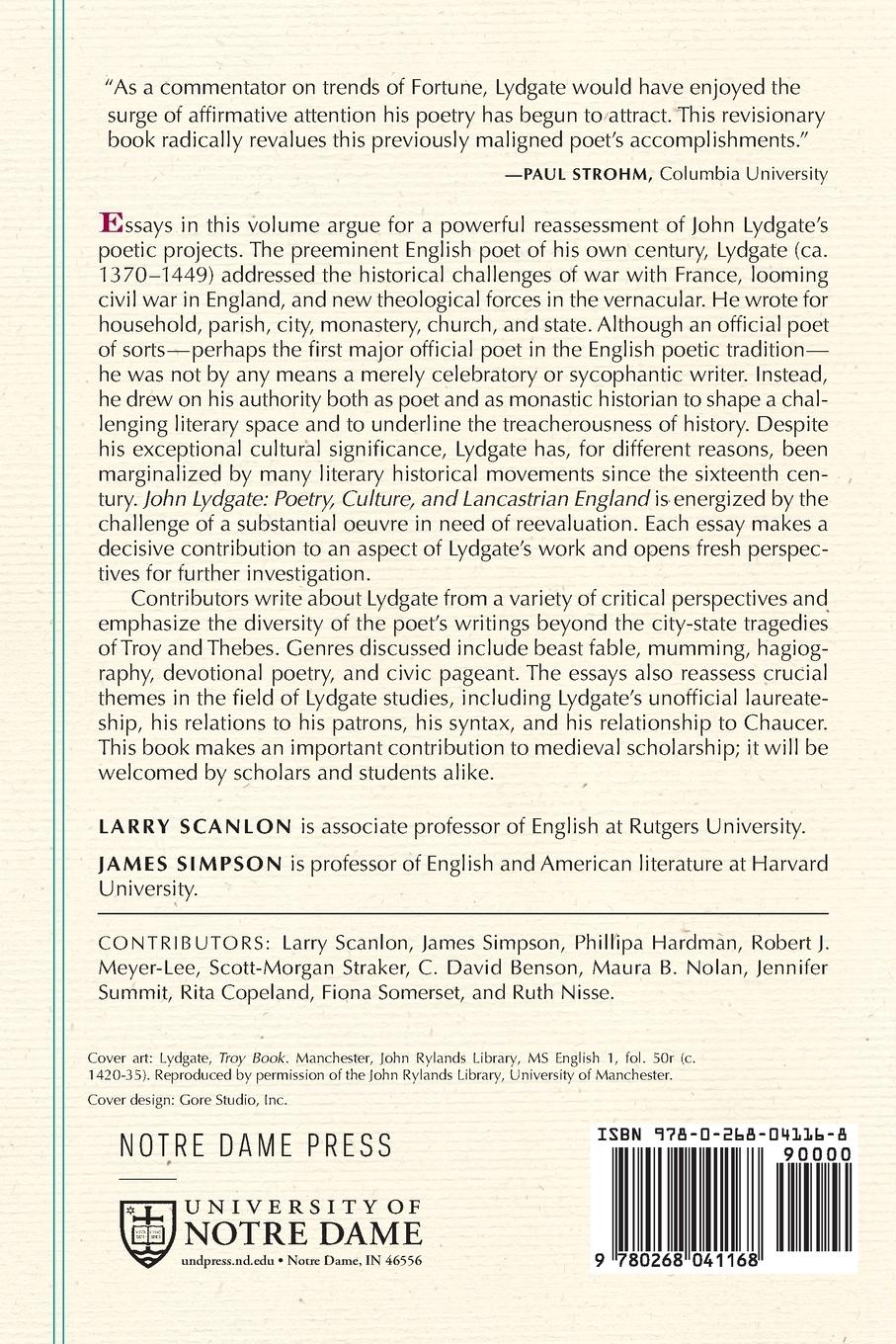 Rückseitencover John Lydgate