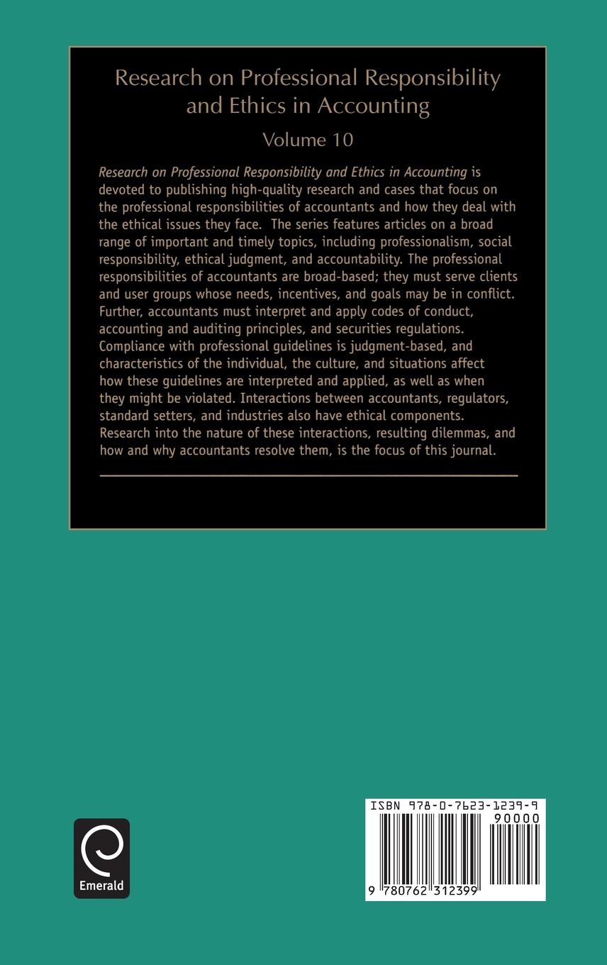 Rückseitencover Research on Professional Responsibility and Ethics in Accounting