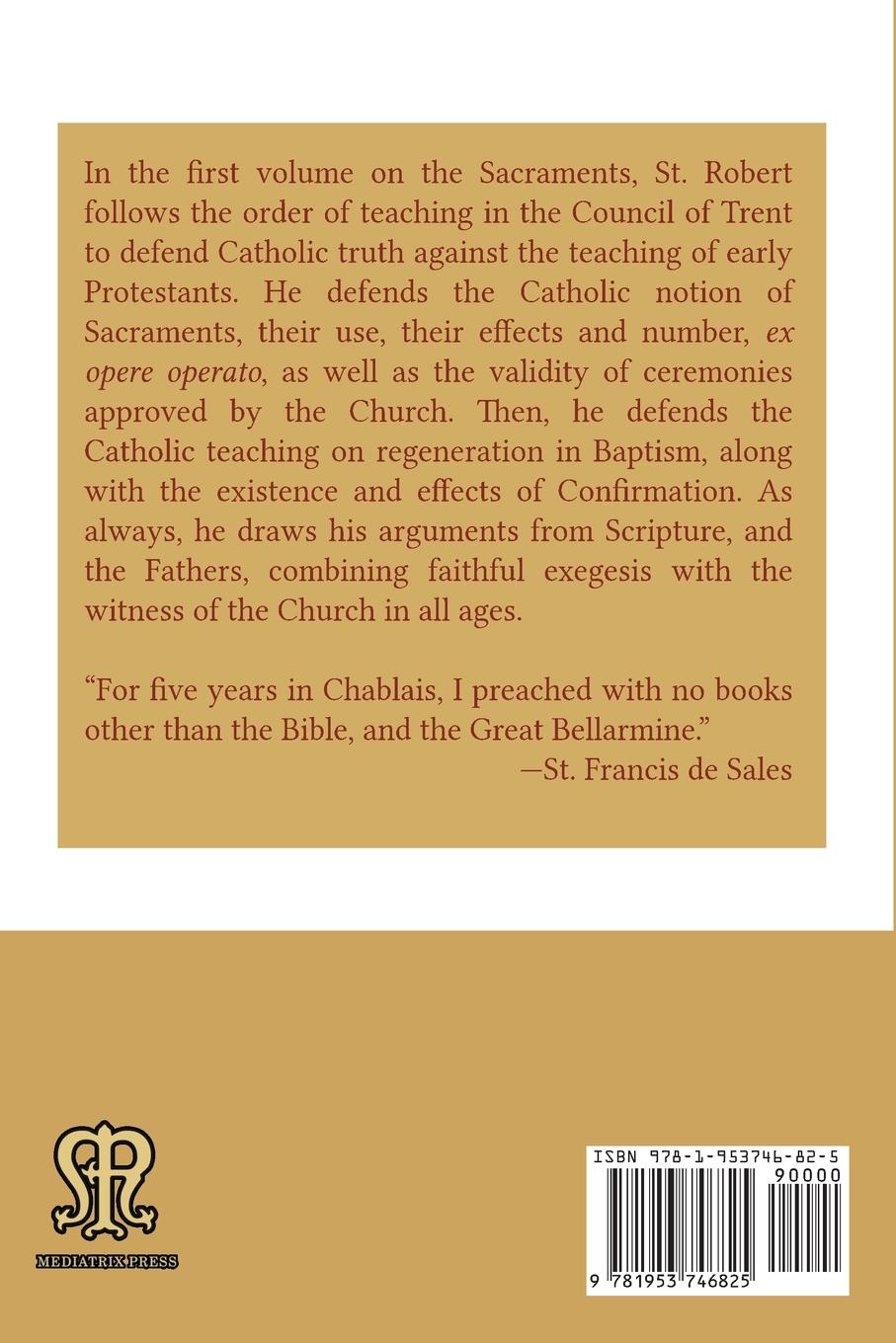 Rückseitencover On the Sacraments in General, on Baptism and on Confirmation