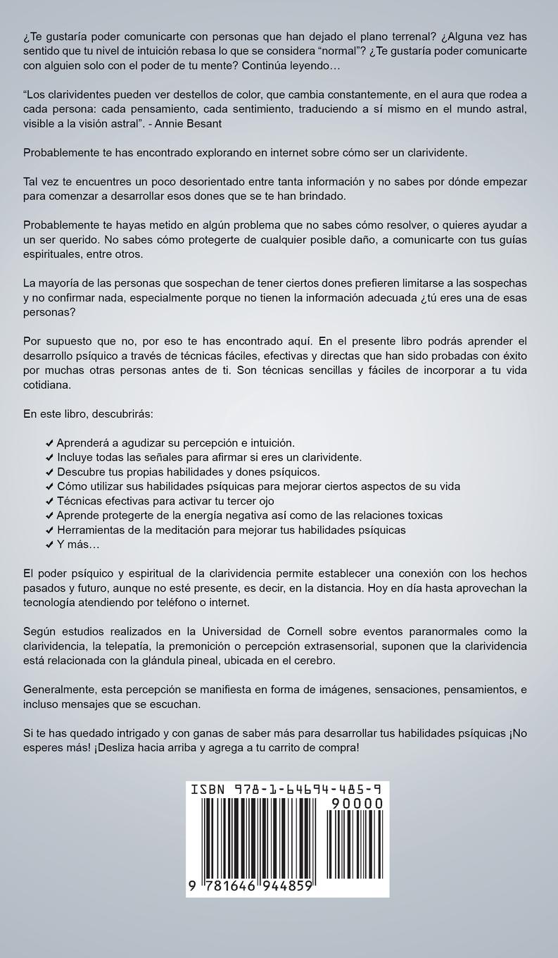 Rückseitencover Guía de Clarividencia en Español