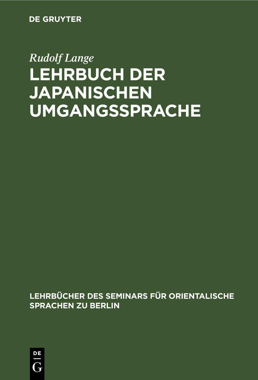 Vorderes Coverbild Lehrbuch der japanischen Umgangssprache