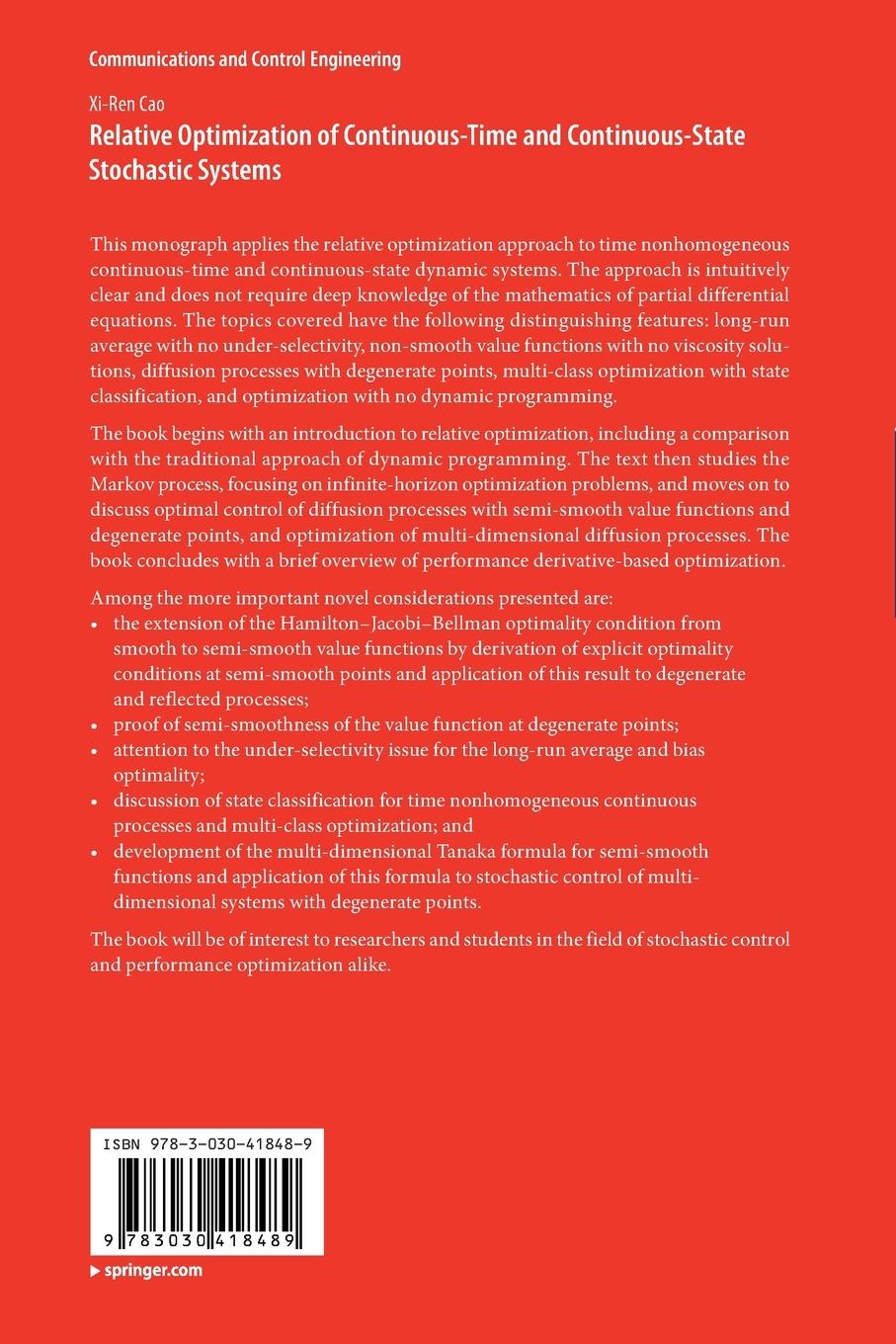 Rückseitencover Relative Optimization of Continuous-Time and Continuous-State Stochastic Systems