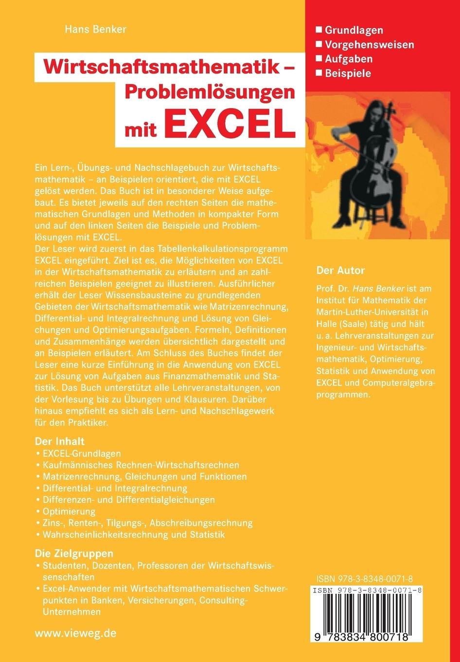 Rückseitencover Wirtschaftsmathematik - Problemlösungen mit EXCEL
