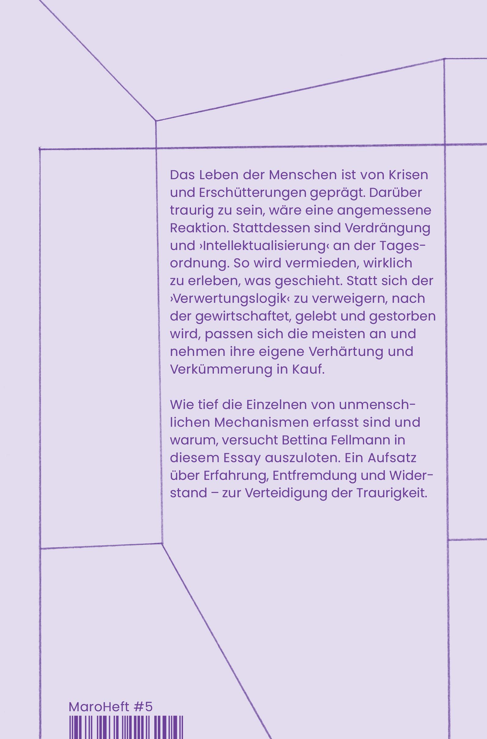 Rückseitencover Zur Verteidigung der Traurigkeit