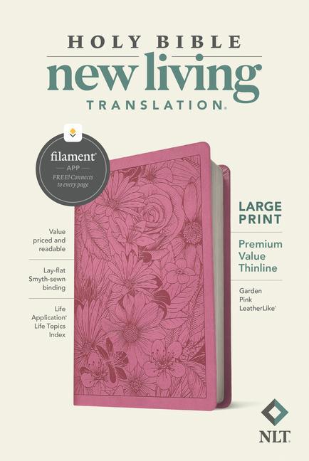 Vorderes Coverbild NLT Large Print Premium Value Thinline Bible, Filament Enabled (Leatherlike, Garden Pink)