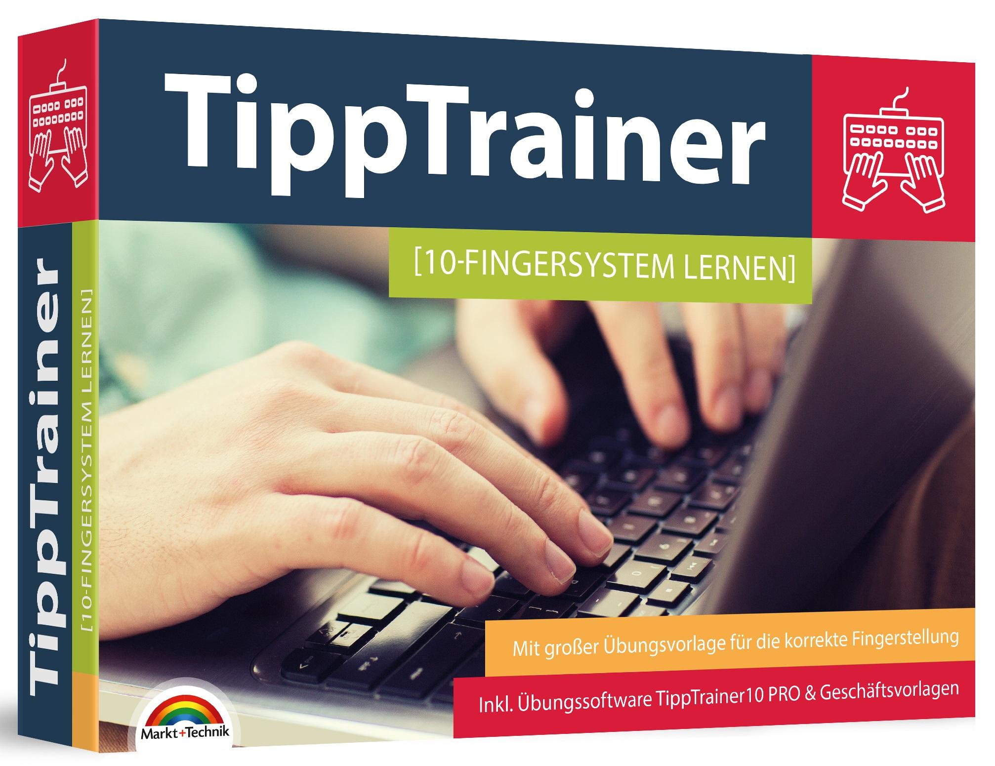 Vorderes Coverbild 10 Finger Tippen für zu Hause am PC lernen - blind jedes Wort finden - Maschinenschreiben inkl. Tipp Trainer Software für den PC