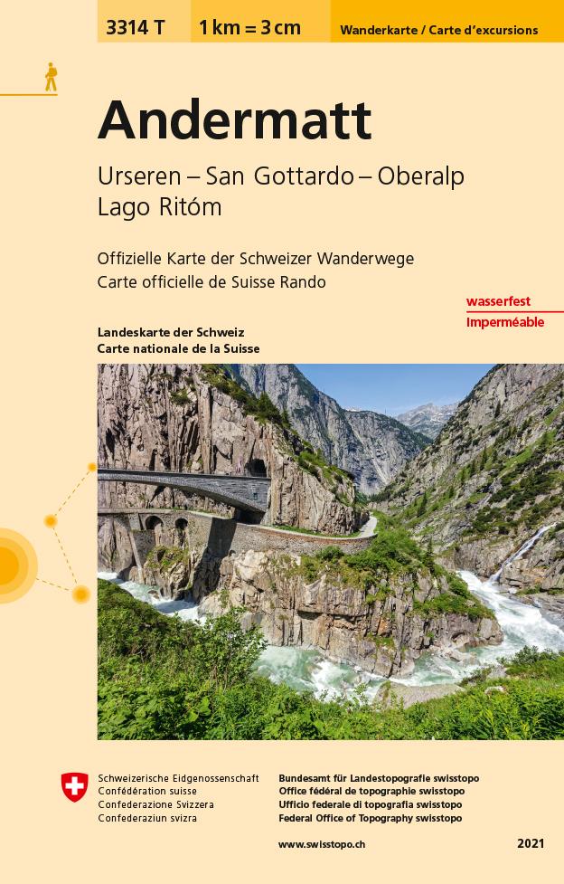 Vorderes Coverbild Swisstopo 1 : 33 333 Andermatt