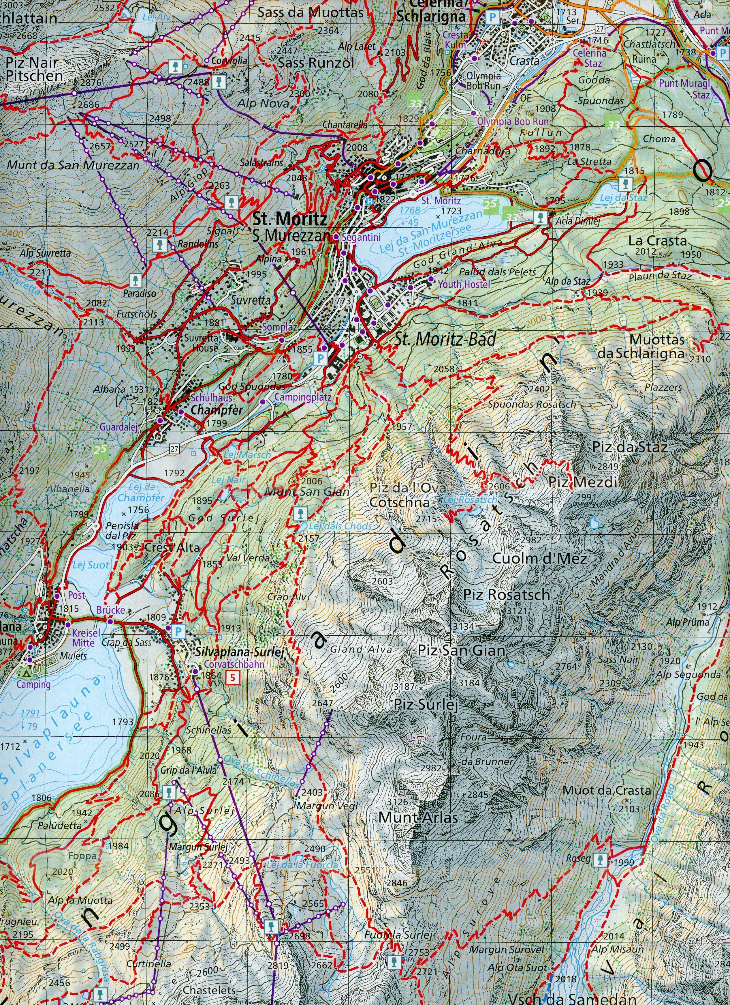 Beispielinhalt (Bild) Swisstopo 1 : 33 333 St. Moritz
