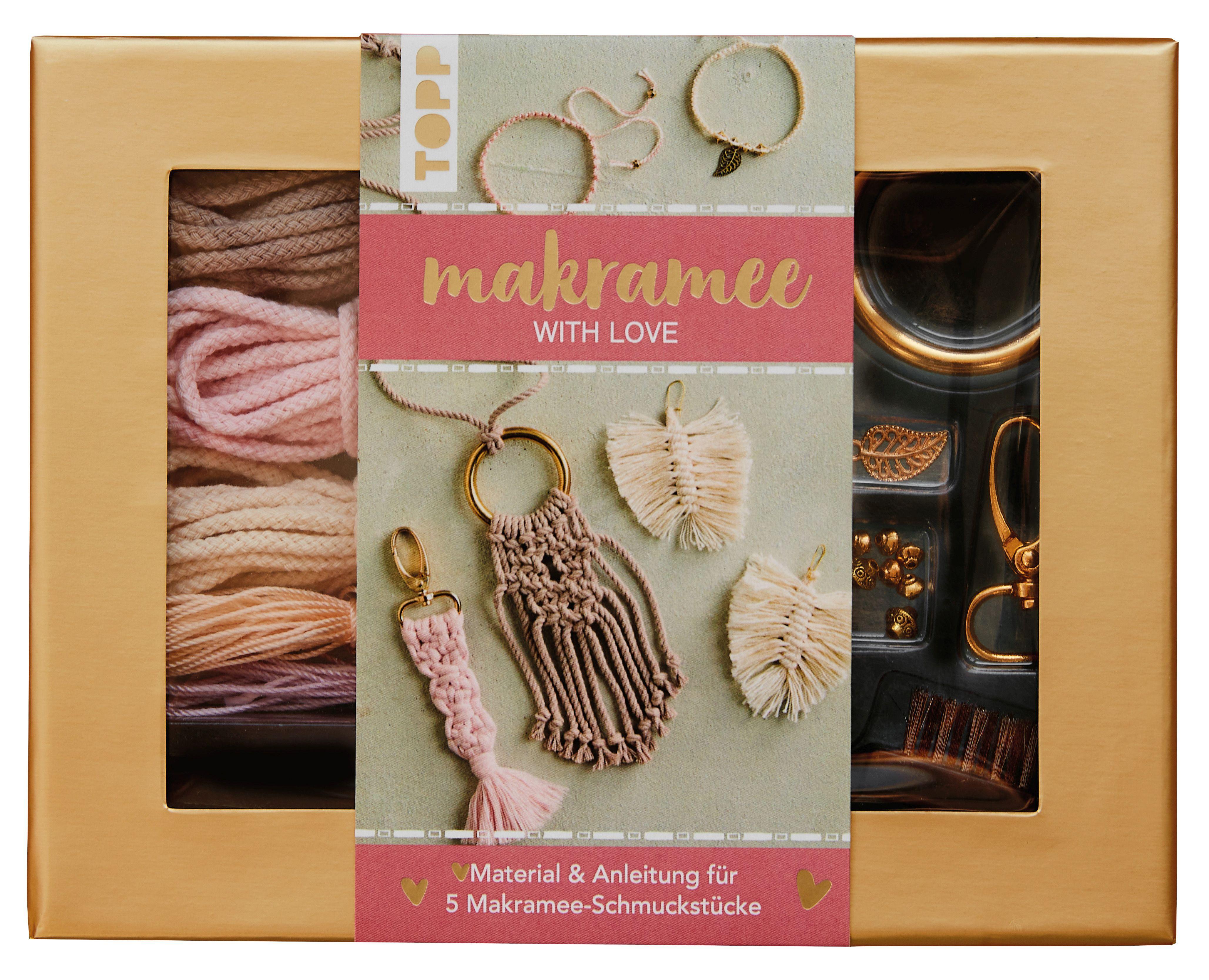 Vorderes Coverbild Makramee-Schmuckset "With Love" (Rosé/Natur)