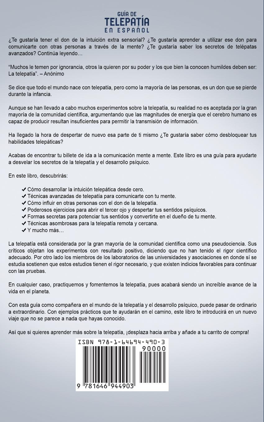 Rückseitencover Guía de Telepatía en Español