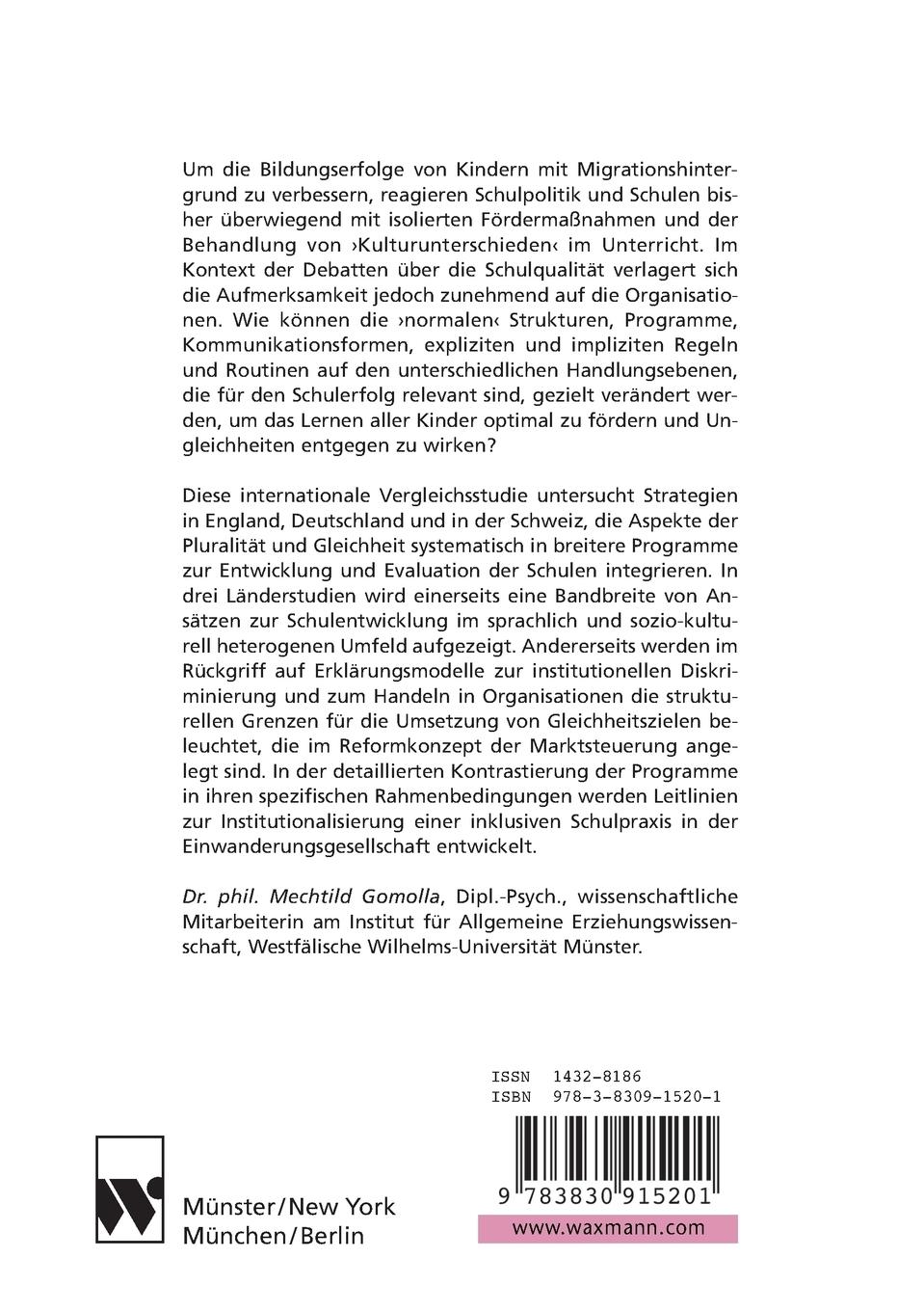 Rückseitencover Schulentwicklung in der Einwanderungsgesellschaft
