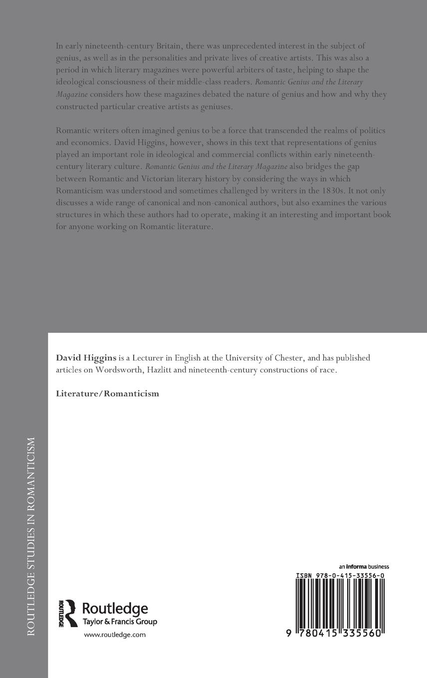 Rückseitencover Romantic Genius and the Literary Magazine