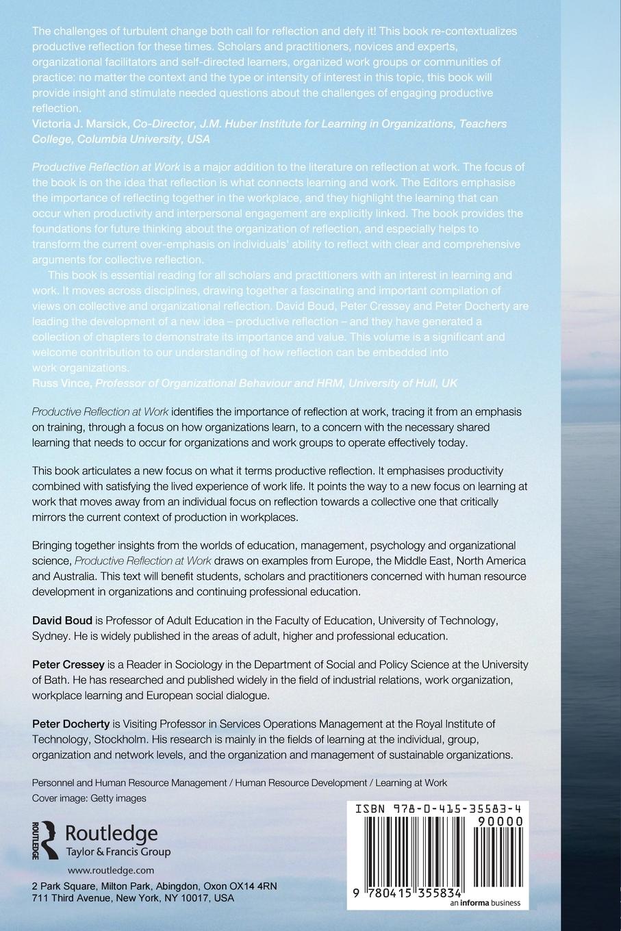 Rückseitencover Productive Reflection at Work