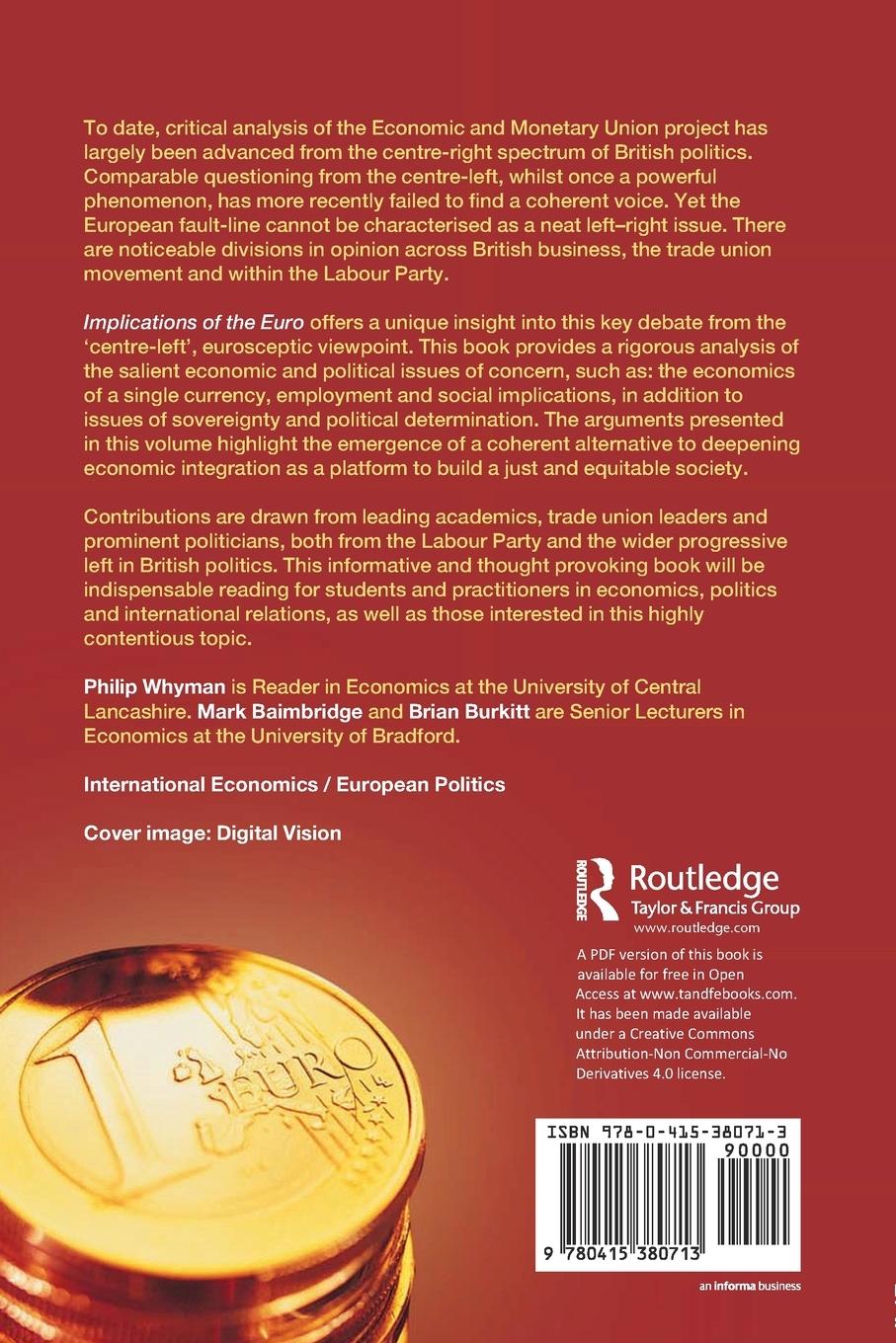 Rückseitencover Implications of the Euro