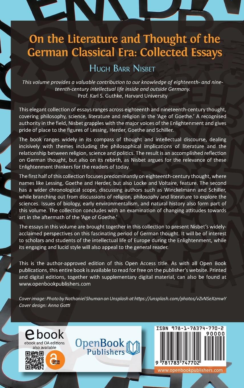 Rückseitencover On the Literature and Thought of the German Classical Era