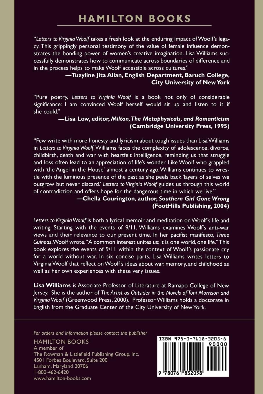 Rückseitencover Letters to Virginia Woolf