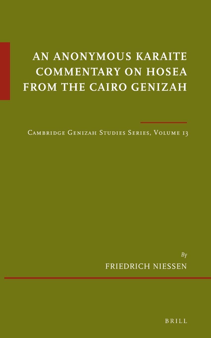 Vorderes Coverbild An Anonymous Karaite Commentary on Hosea from the Cairo Genizah
