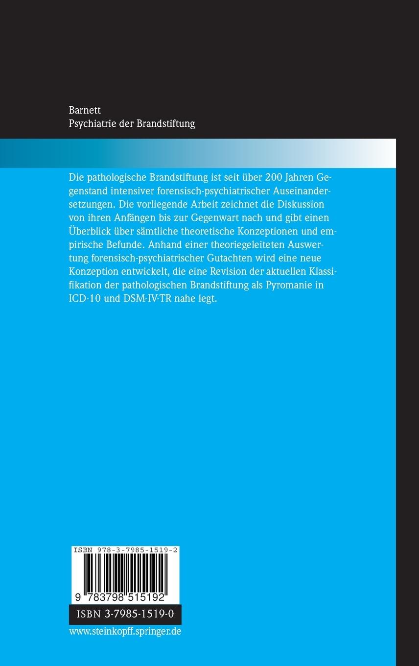 Rückseitencover Psychiatrie der Brandstiftung