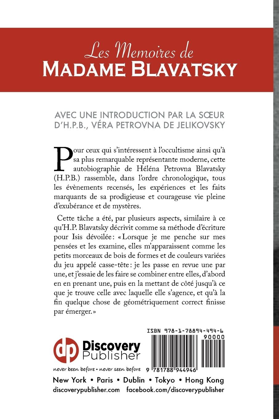 Rückseitencover Les mémoires de Madame Blavatsky