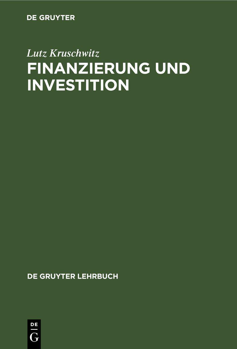Vorderes Coverbild Finanzierung und Investition