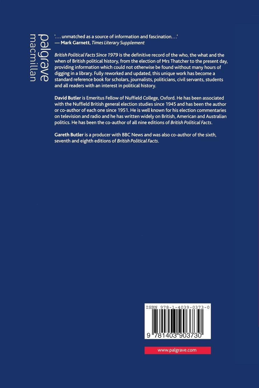 Rückseitencover British Political Facts Since 1979