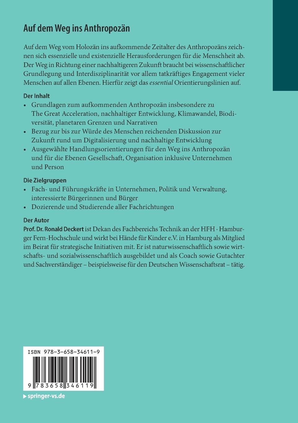 Rückseitencover Auf dem Weg ins Anthropozän