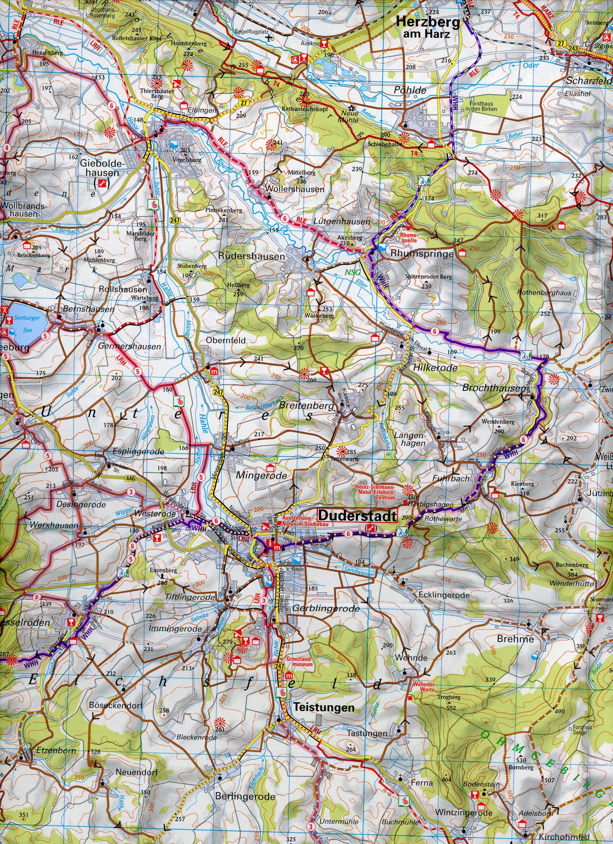 Beispielinhalt (Bild) ADFC-Regionalkarte Die schönsten Radtouren in Göttingen und dem Oberen Leinetal, mit Tagestourenvorschlägen, 1:75.000, reiß- und wetterfest, E-Bike-geeignet, GPS-Tracks Download