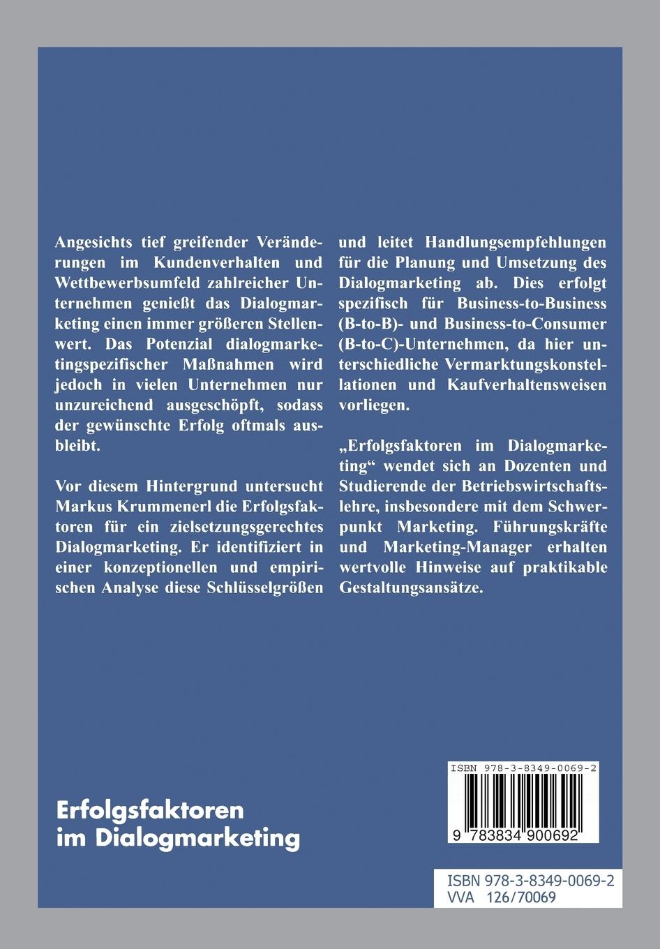 Rückseitencover Erfolgsfaktoren im Dialogmarketing