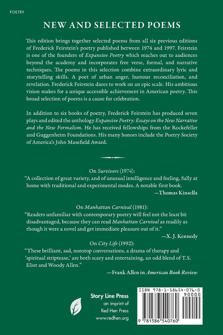 Rückseitencover New and Selected Poems