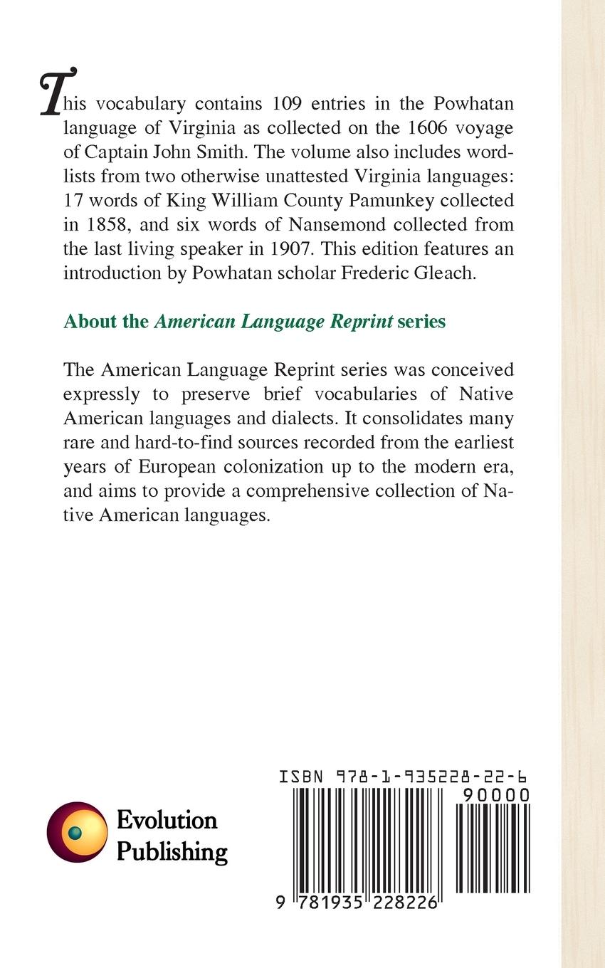 Rückseitencover A Vocabulary of Powhatan
