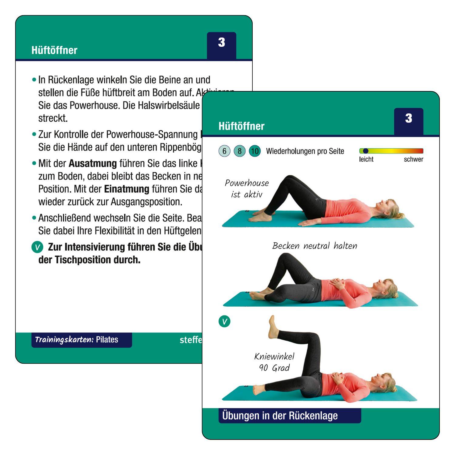 Beispielinhalt (Bild) Trainingskarten: Pilates ohne Geräte