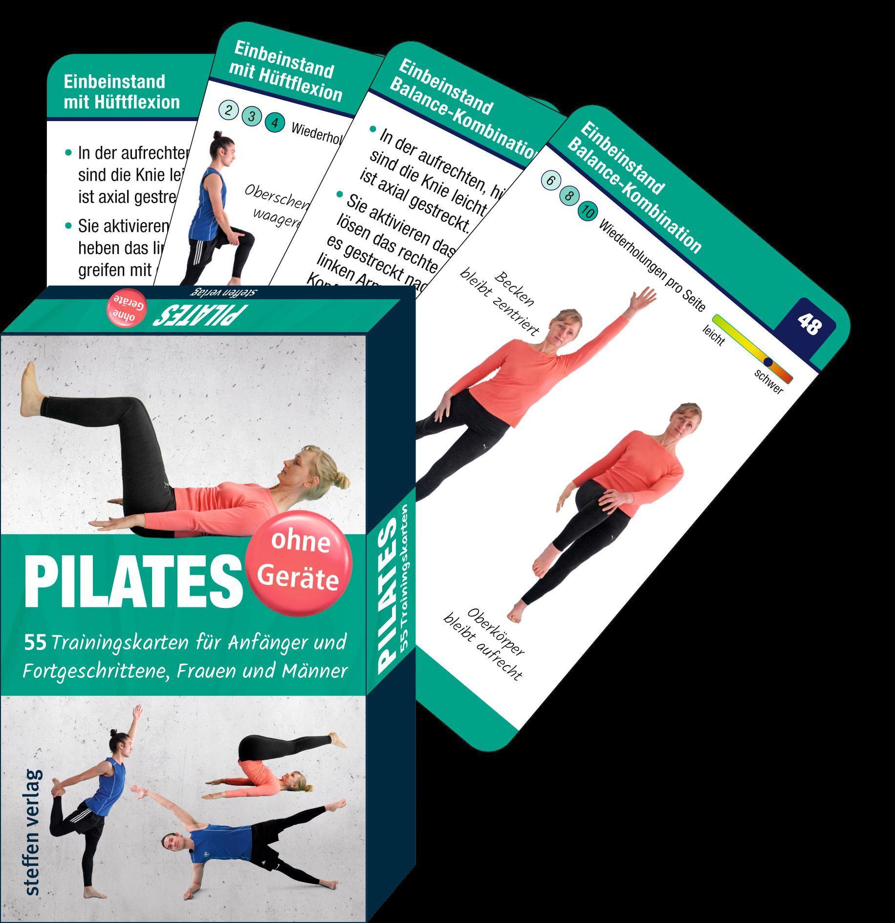 Vorderes Coverbild Trainingskarten: Pilates ohne Geräte