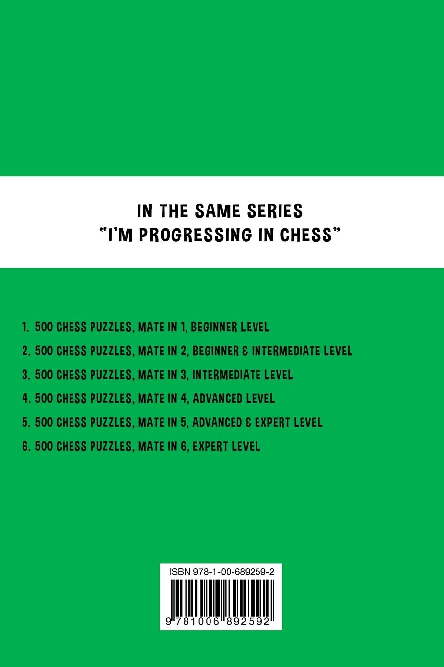 Rückseitencover 500 Chess Puzzles, Mate in 3, Intermediate Level