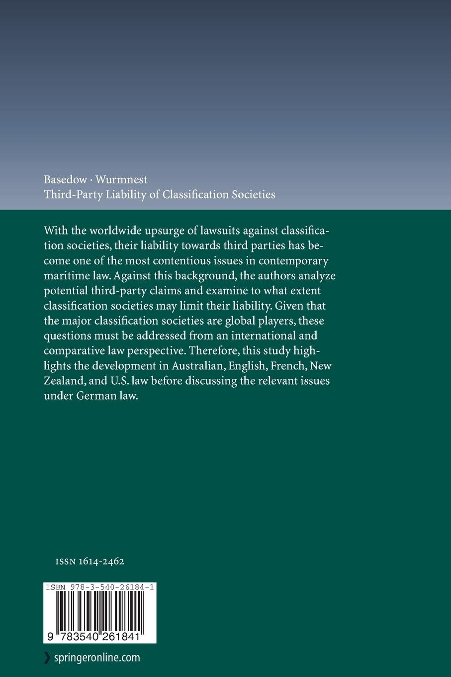 Rückseitencover Third-Party Liability of Classification Societies