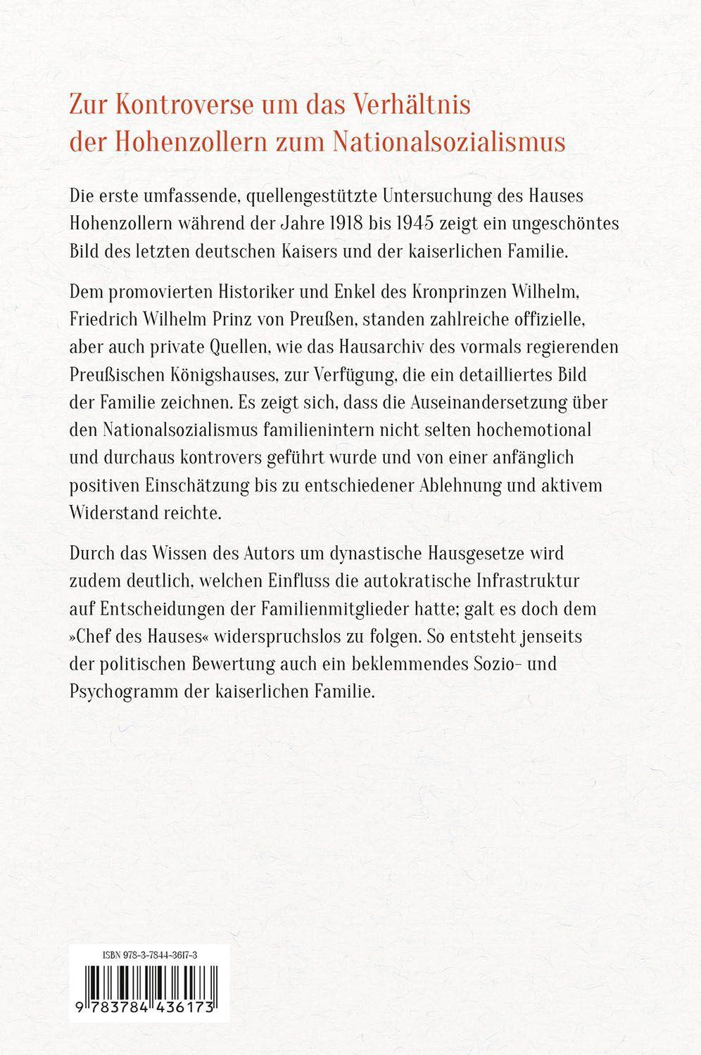 Beispielinhalt (Bild) Das Haus Hohenzollern 1918 bis 1945