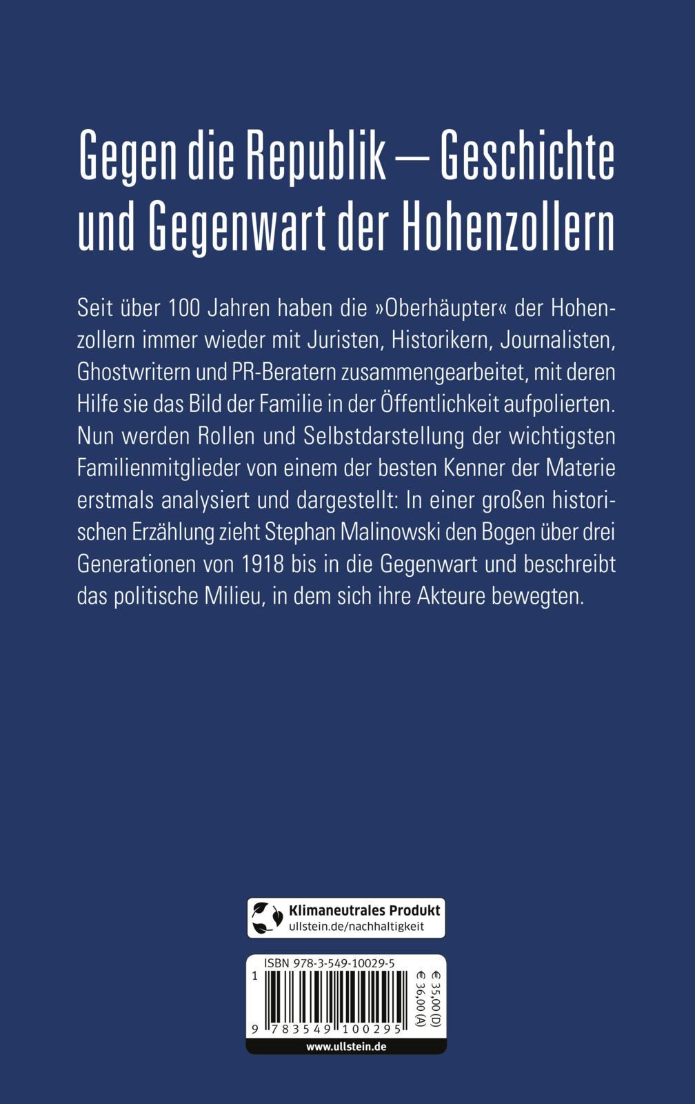 Rückseitencover Die Hohenzollern und die Nazis