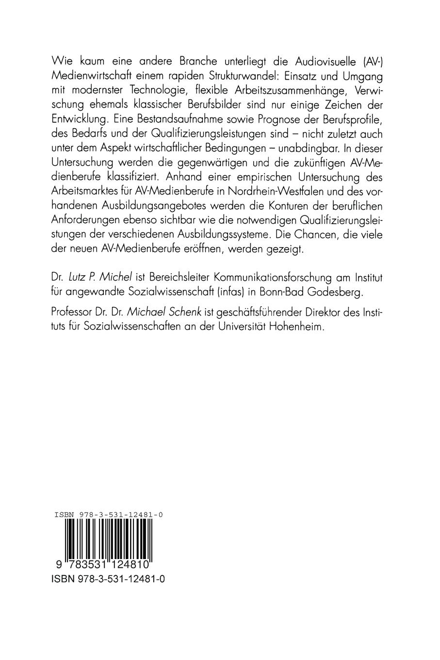 Rückseitencover Audiovisuelle Medienberufe