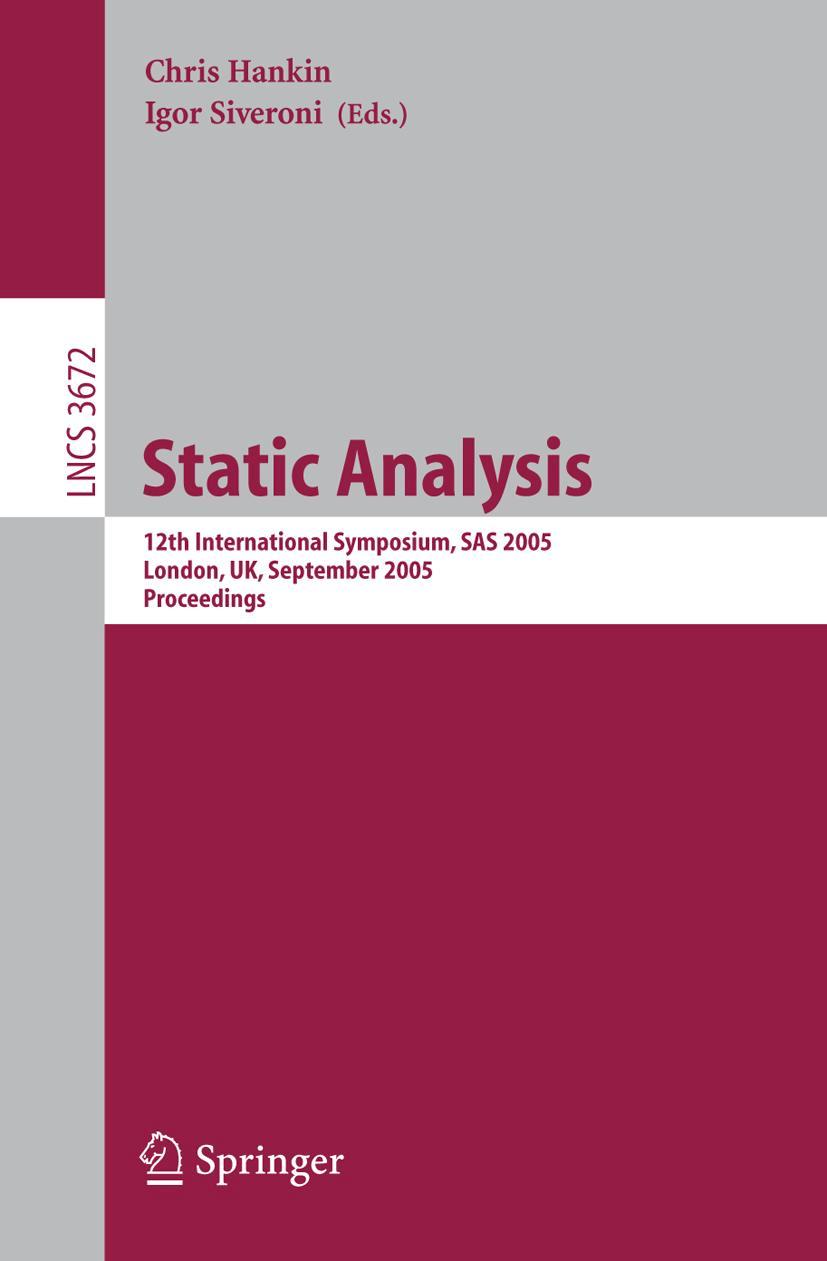 Vorderes Coverbild Static Analysis