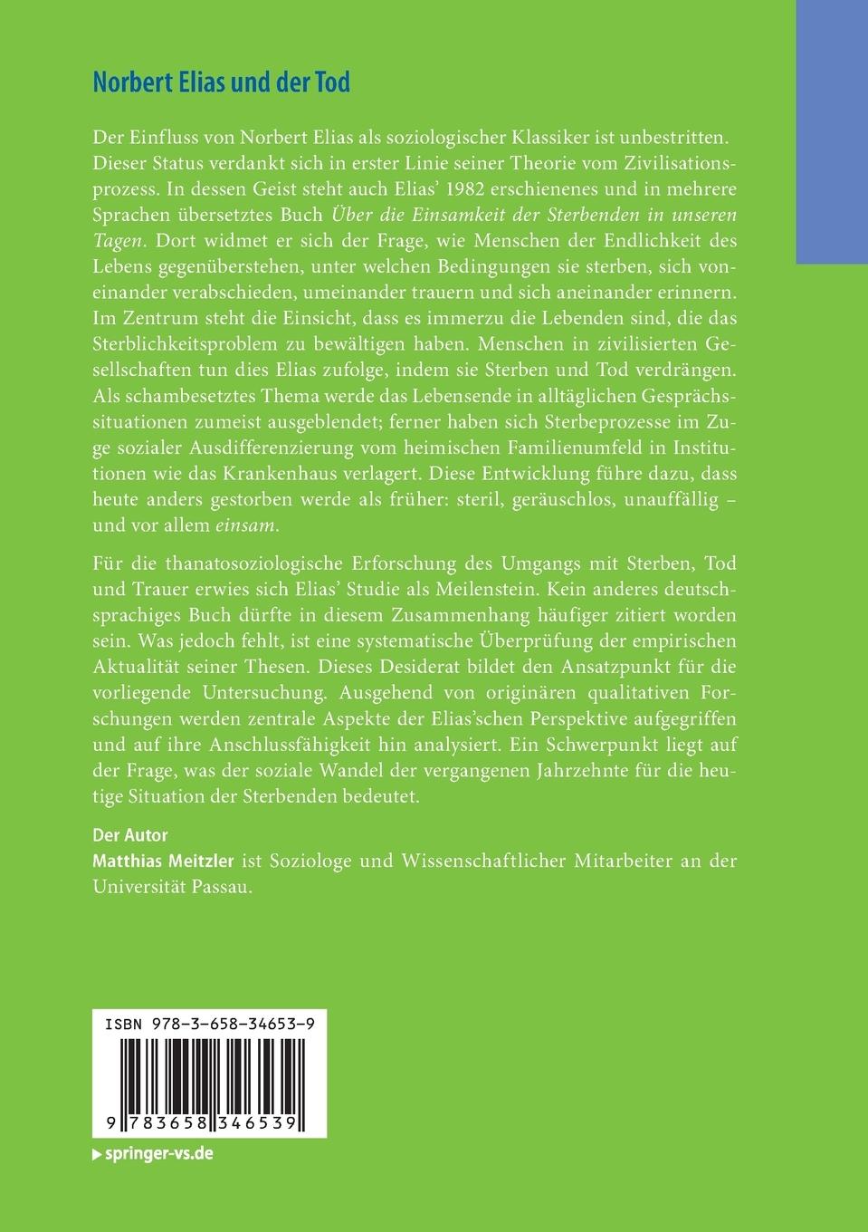 Rückseitencover Norbert Elias und der Tod