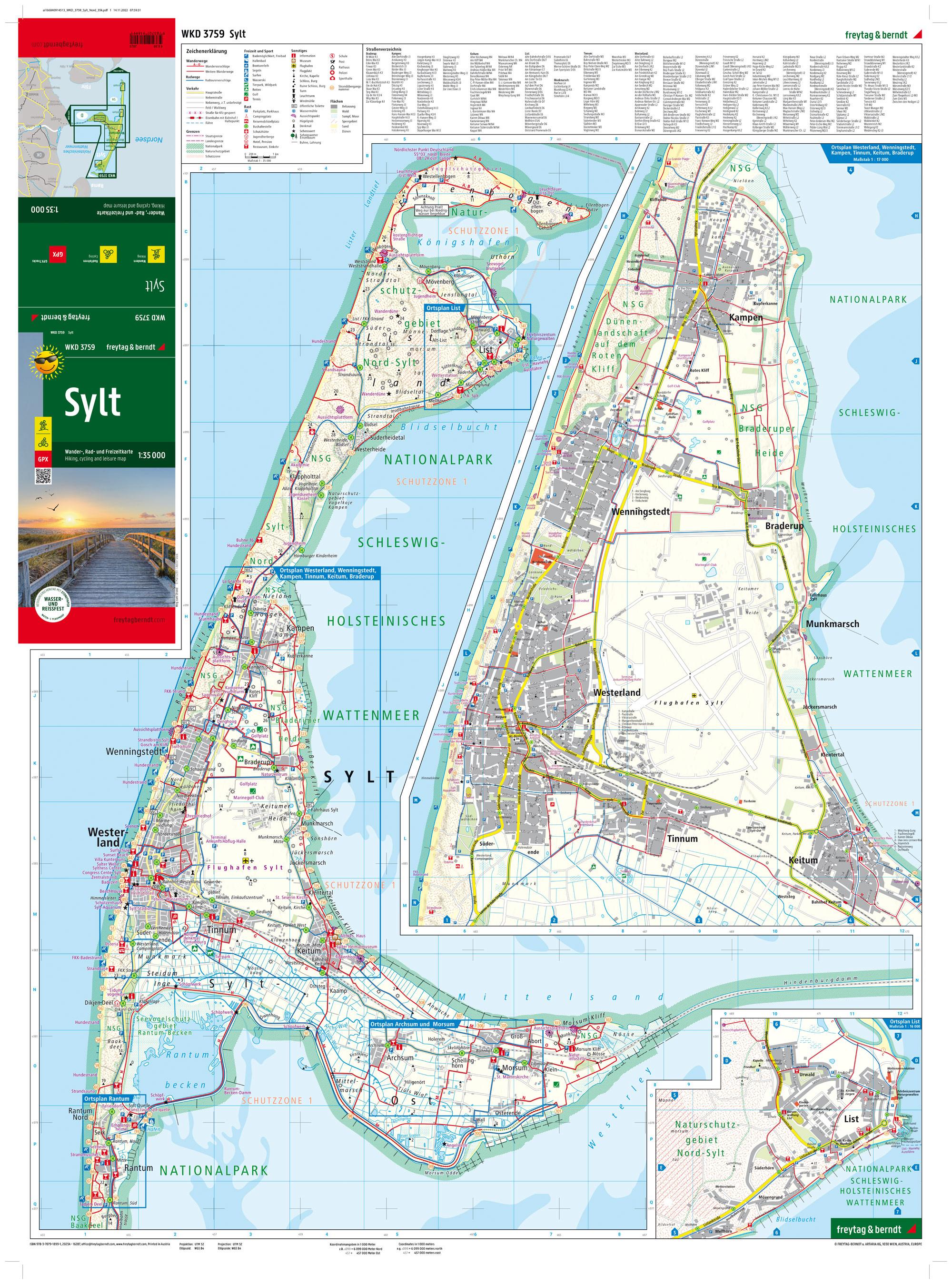 Beispielinhalt (Bild) Sylt, Wander-, Rad- und Freizeitkarte 1:35.000, freytag & berndt, WKD 3759