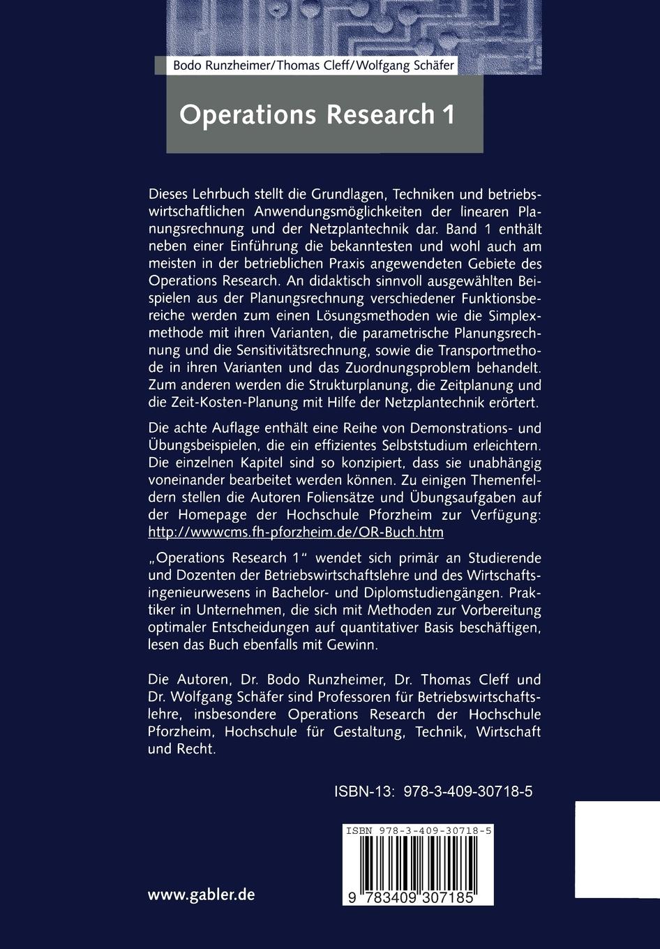 Rückseitencover Operations Research 1