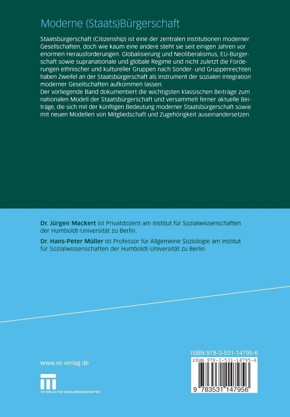 Rückseitencover Moderne (Staats)Bürgerschaft