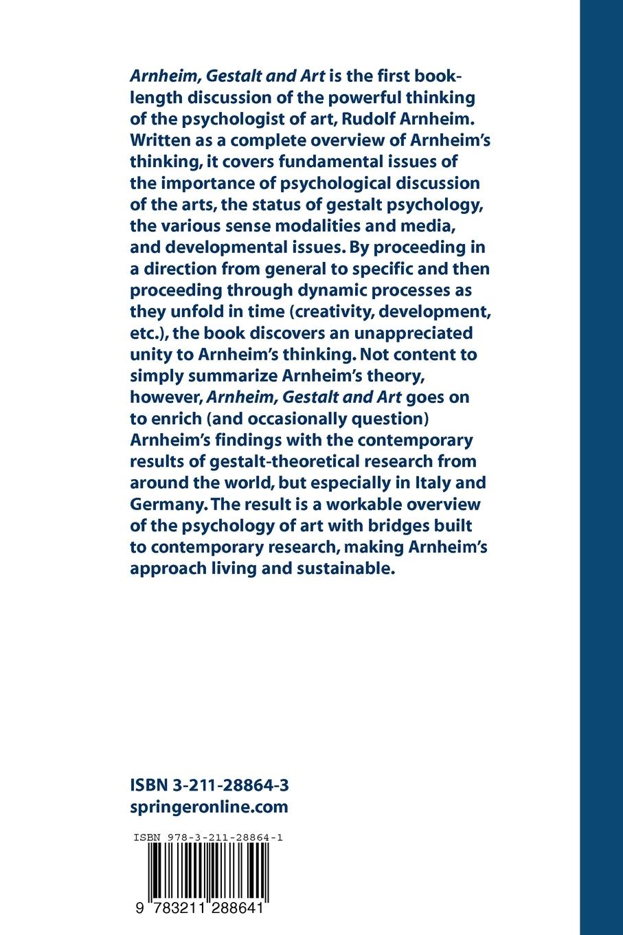 Rückseitencover Arnheim, Gestalt and Art