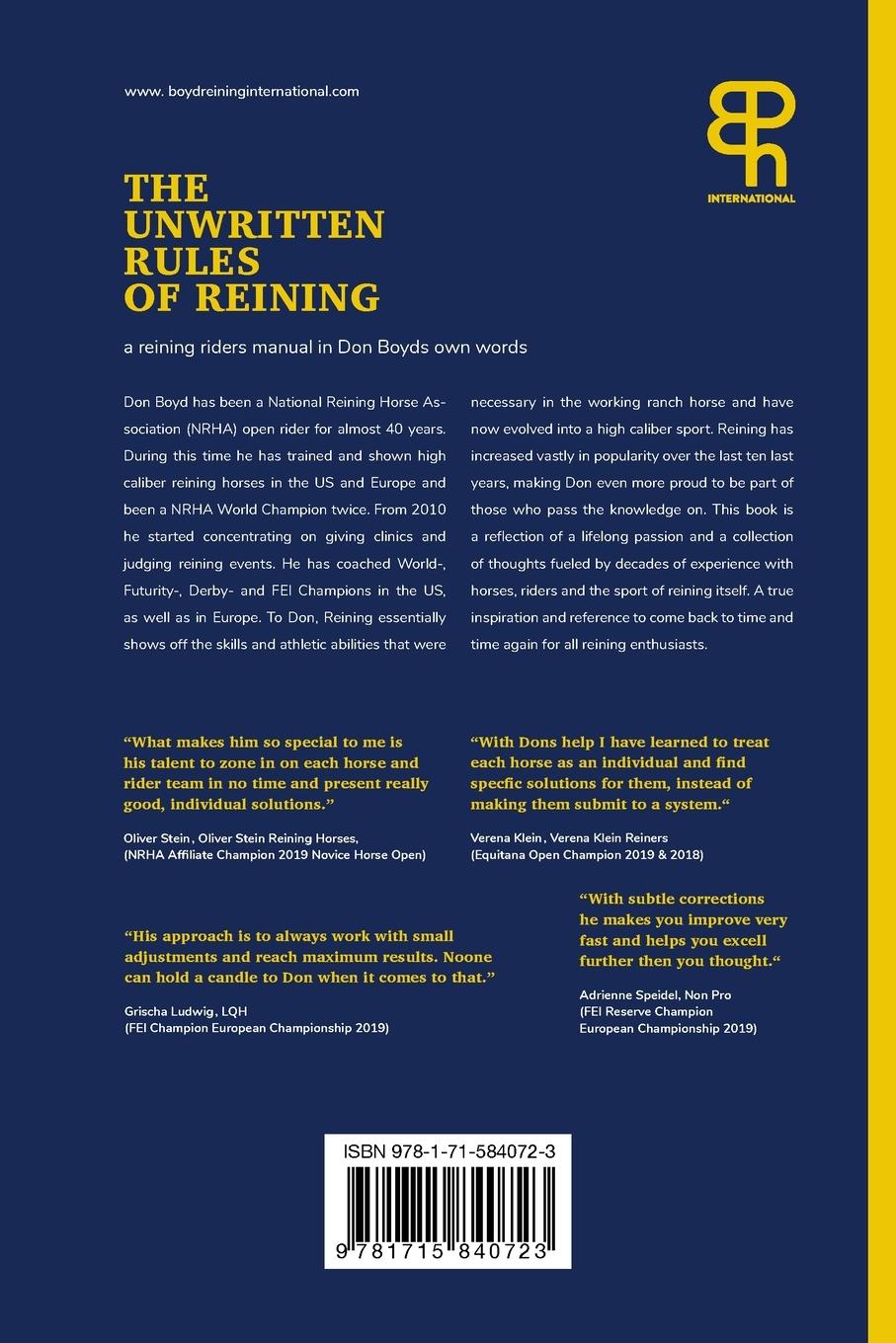 Rückseitencover The Unwritten rules of reining