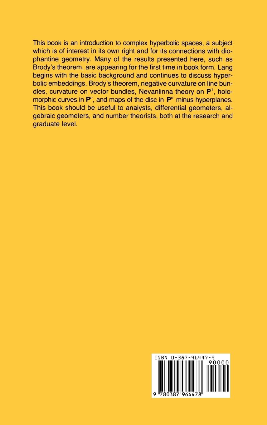 Rückseitencover Introduction to Complex Hyperbolic Spaces