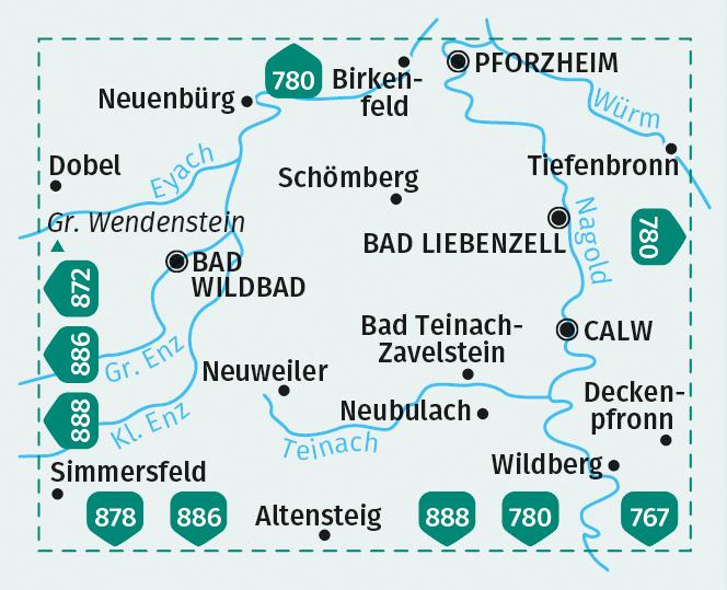 Beispielinhalt (Bild) KOMPASS Wanderkarte 873 Bad Liebenzell, Bad Wildbad 1:25.000