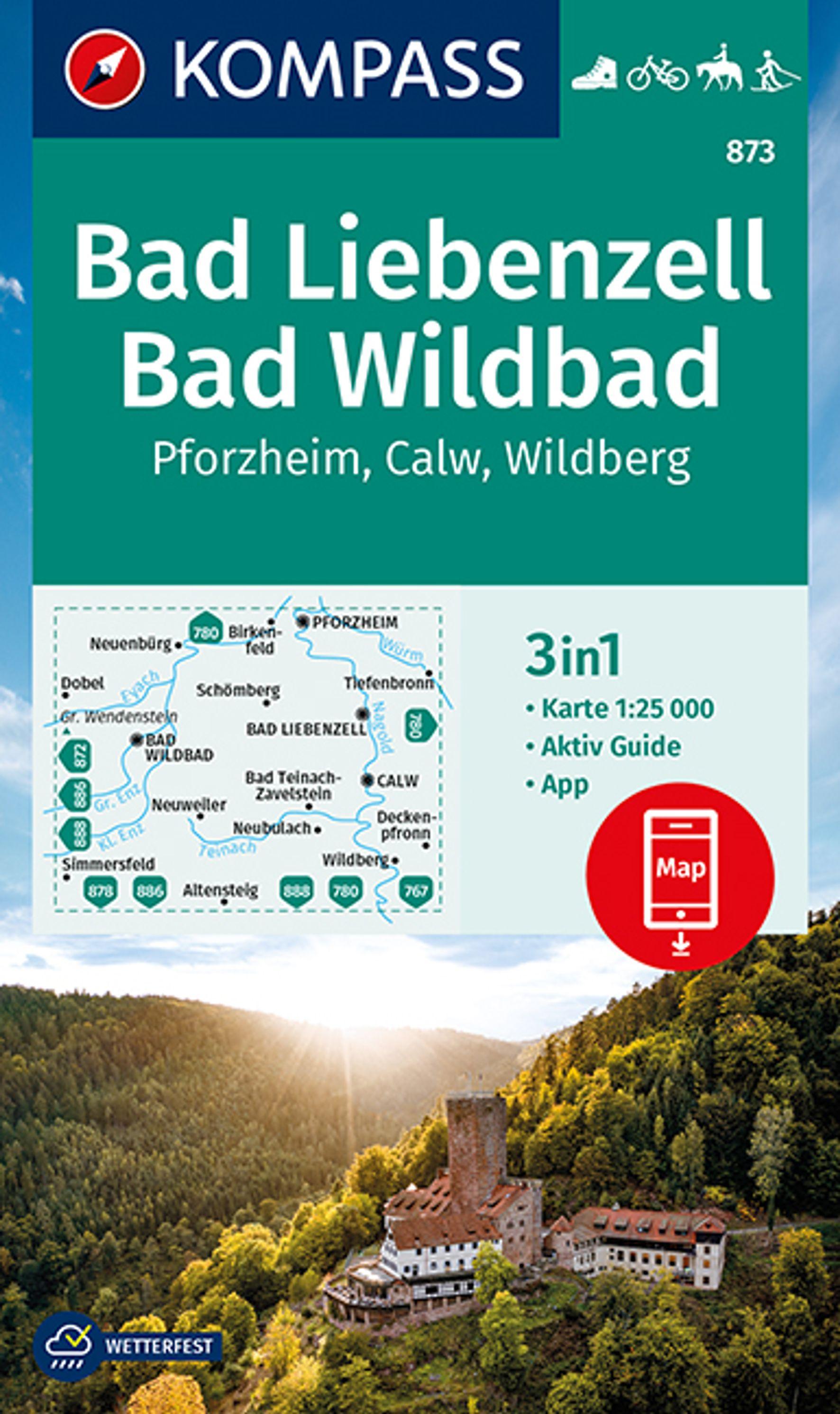 Vorderes Coverbild KOMPASS Wanderkarte 873 Bad Liebenzell, Bad Wildbad 1:25.000